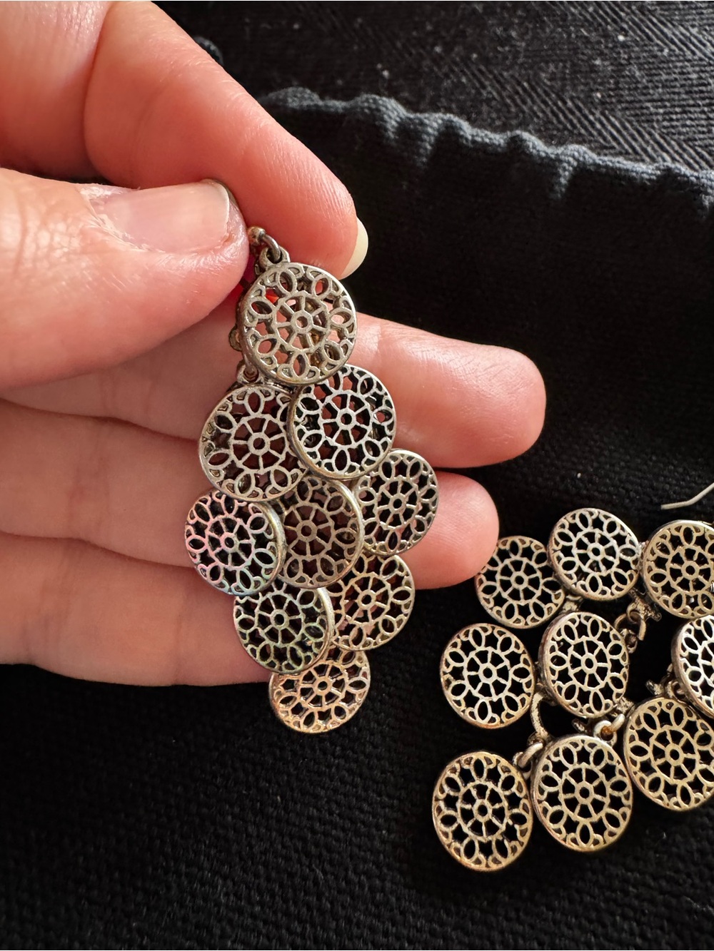 Lucky Brand Silver-Tone Filigree Cluster Dangle Earrings - Picture 3 of 7